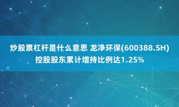 炒股票杠杆是什么意思 龙净环保(600388.SH)控股股东累计增持比例达1.25%