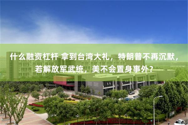 什么融资杠杆 拿到台湾大礼，特朗普不再沉默，若解放军武统，美不会置身事外？