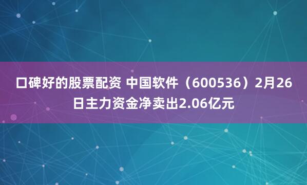 口碑好的股票配资 中国软件（600536）2月26日主力资金净卖出2.06亿元