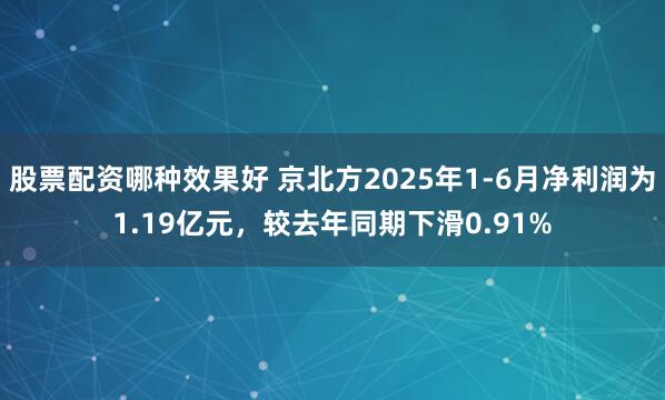 股票配资哪种效果好 京北方2025年1-6月净利润为1.19亿元，较去年同期下滑0.91%